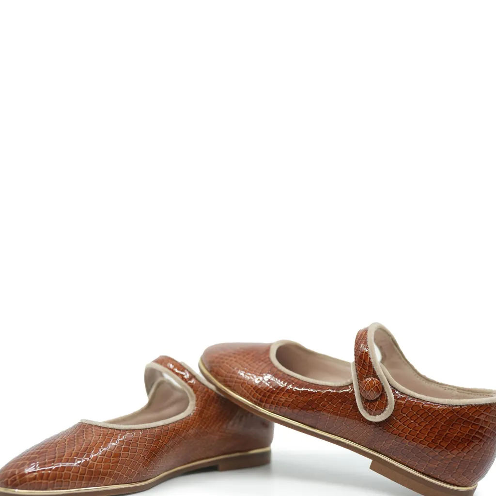 Beberlis Brown Snakeskin Pointed Mary Jane Sale