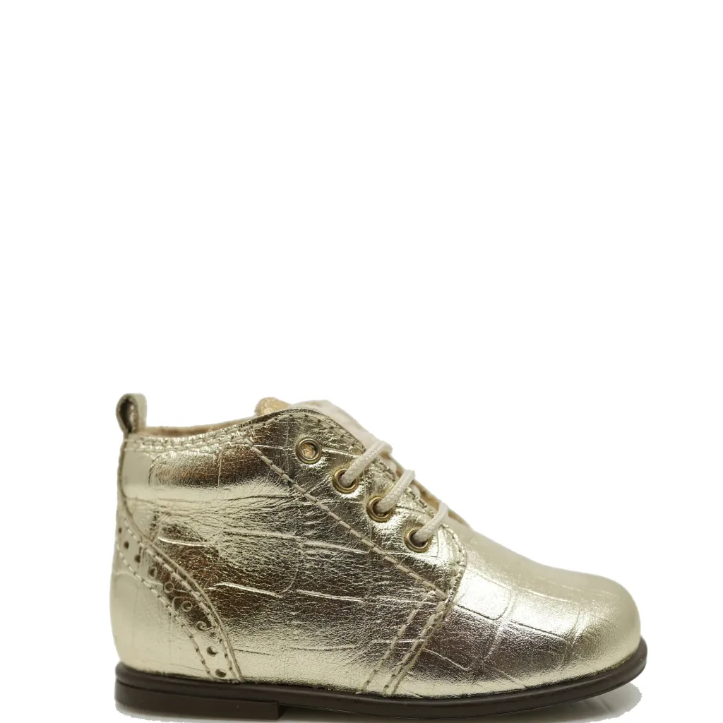 Beberlis Champagne Croc Baby Bootie Fashion