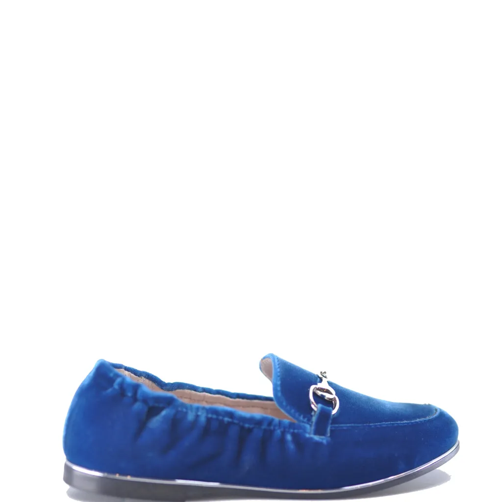 Beberlis Cobalt Velvet Chain Stretch Loafer Discount