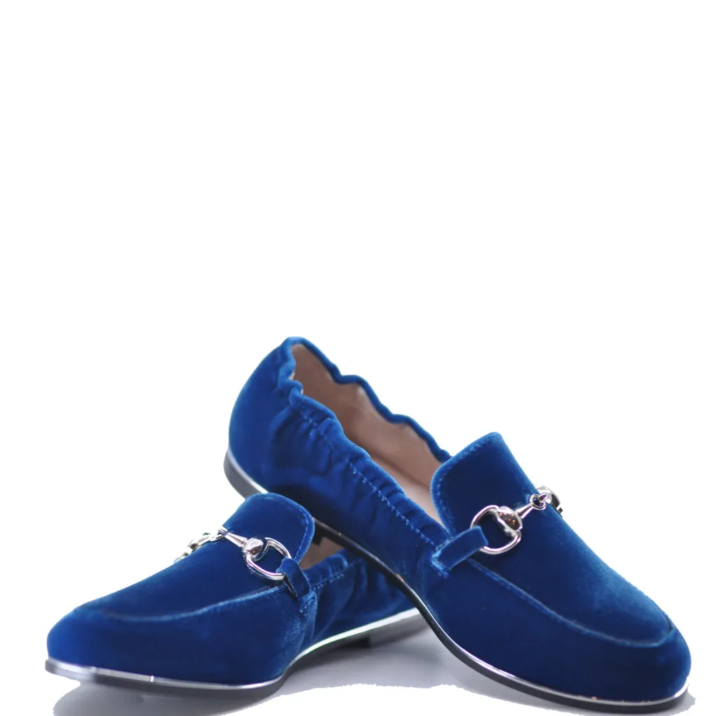 Beberlis Cobalt Velvet Chain Stretch Loafer Discount