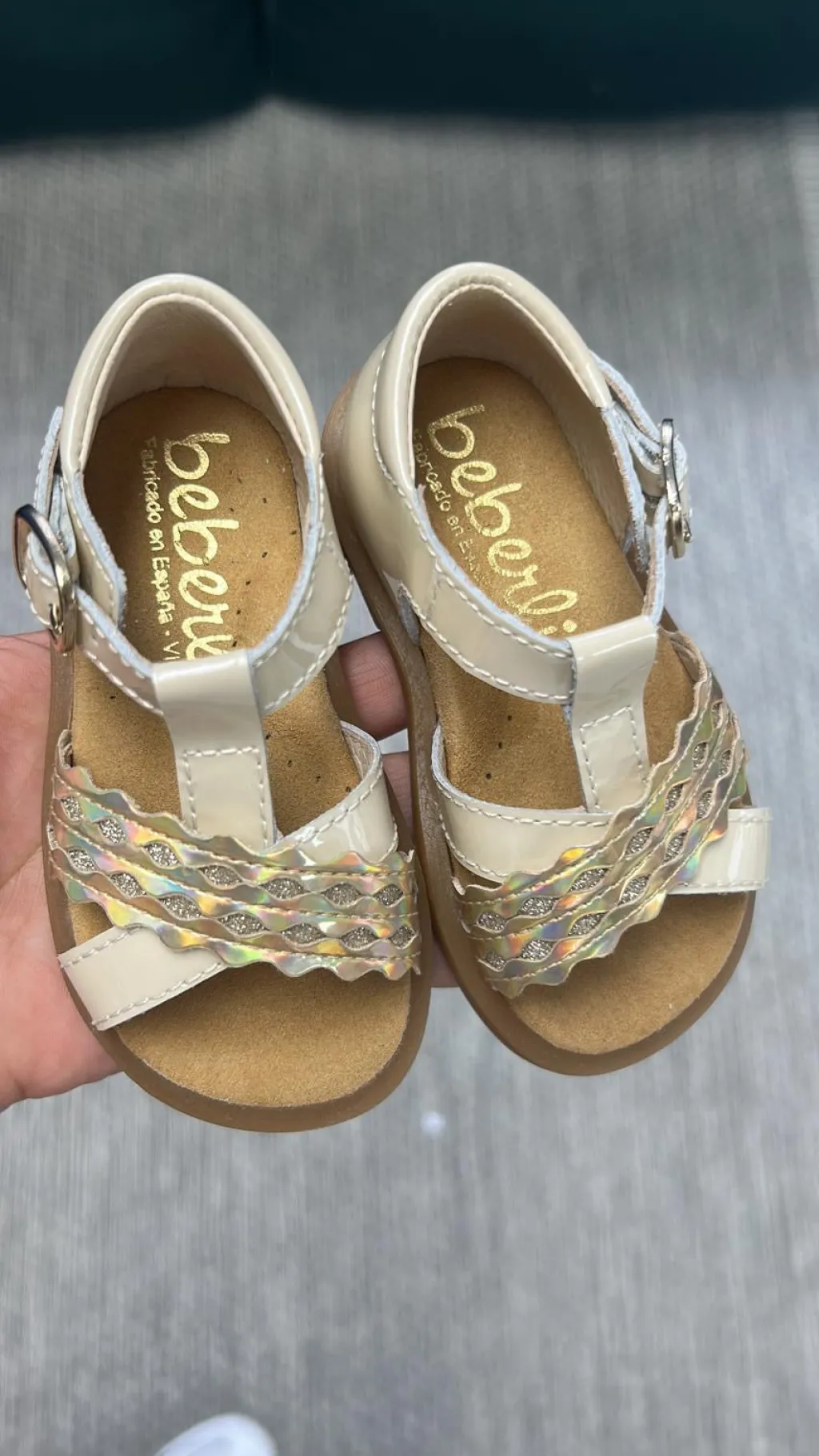 Beberlis Cream Iridescent Baby Sandal Sale