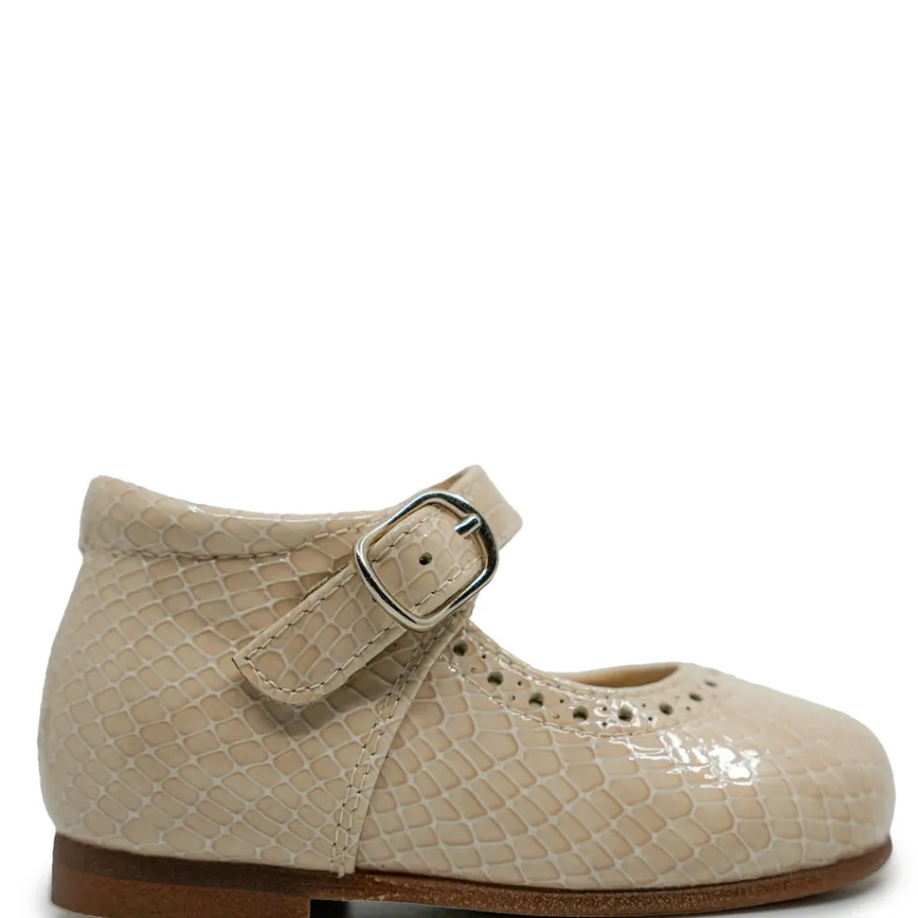 Beberlis Cream Patent Scale Baby Shoe Sale