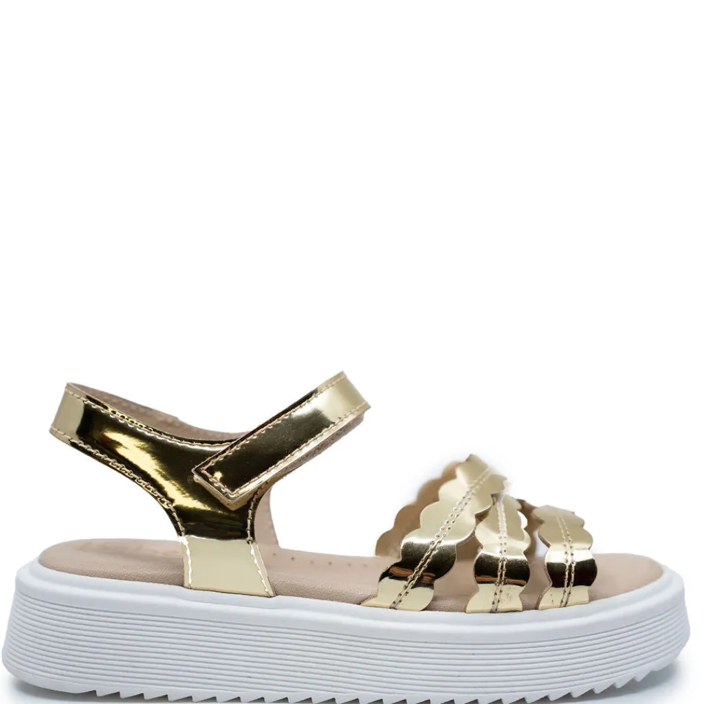 Beberlis Gold Scalloped Sneaker Sandal Hot