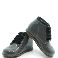 Beberlis Gray Patent Wingtip Baby Bootie New