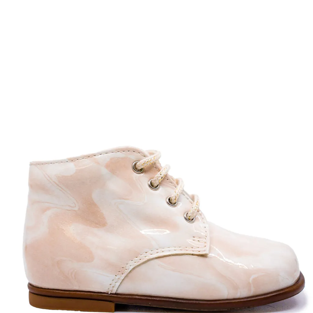 Beberlis Marble Patent Baby Bootie Clearance