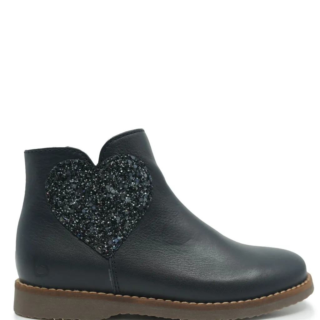 Beberlis Navy Glitter Heart Zipper Bootie Hot