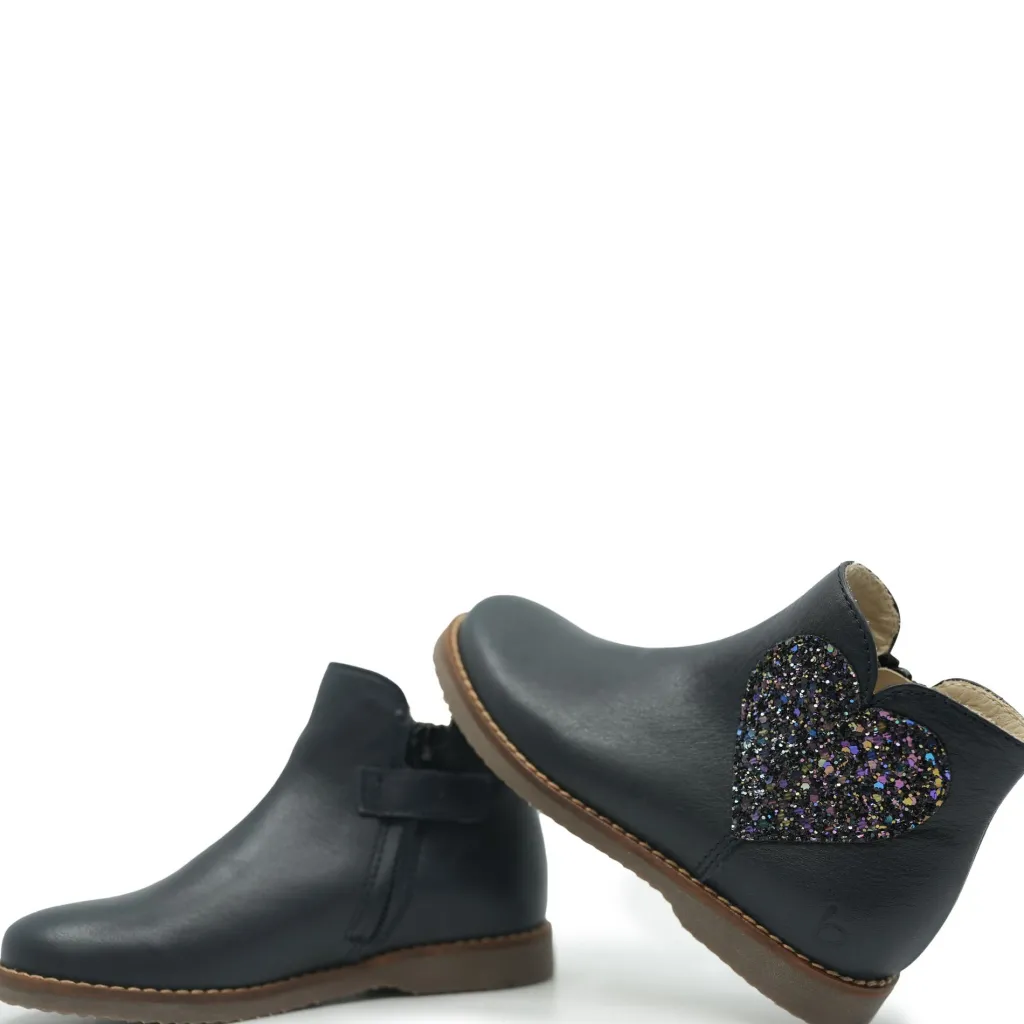 Beberlis Navy Glitter Heart Zipper Bootie Hot