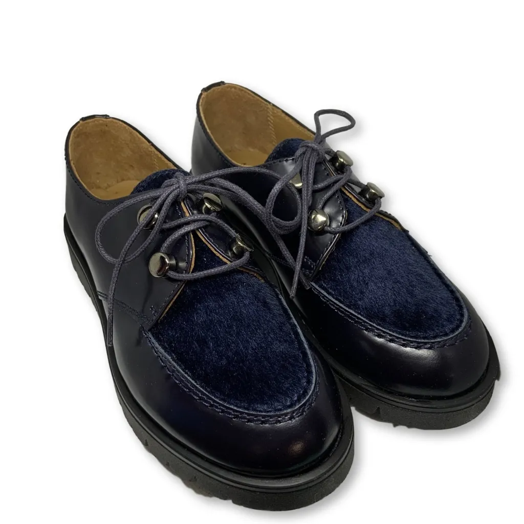 Beberlis Navy Pony Hair Lace-Up Shoe Clearance