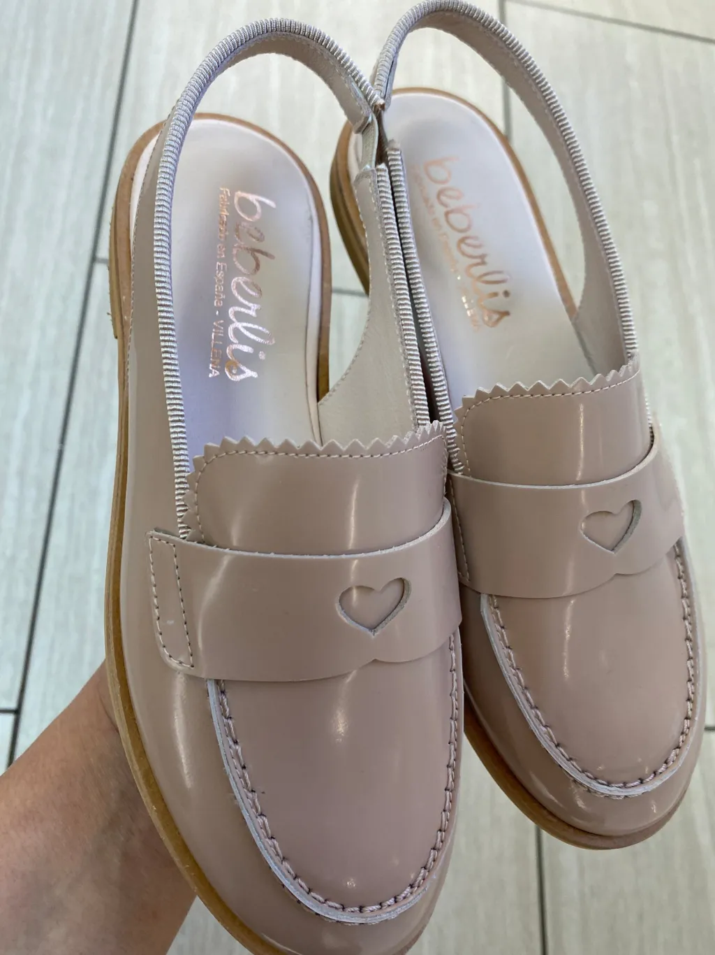 Beberlis Nude Patent Heart Slingback Clearance