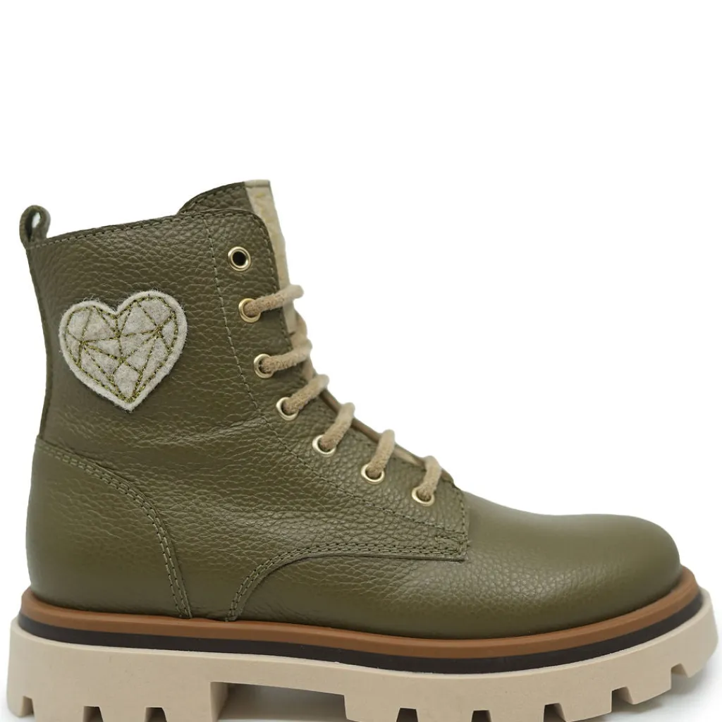 Beberlis Olive Heart Patch Bootie New