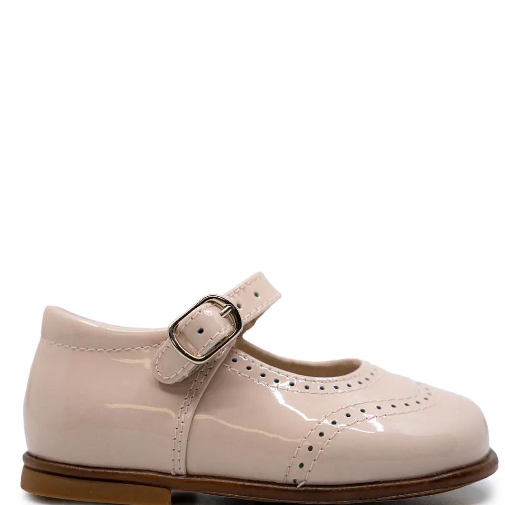 Beberlis Pale Pink Patent Wingtip Baby Mary Jane Best