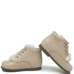 Beberlis Pink Croc and Fur Baby Bootie Online