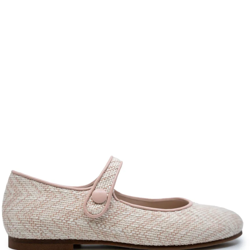 Beberlis Pink Linen Chevron Mary Jane Best