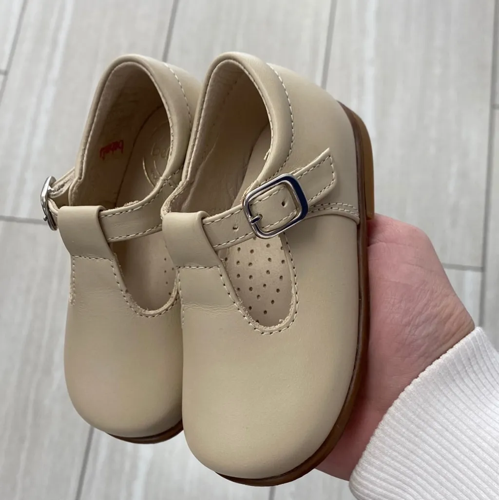 Beberlis Sand Leather T Strap Baby Shoe Discount