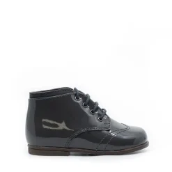 Beberlis Slate Patent Wingtip Baby Bootie Sale