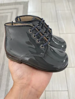 Beberlis Smoke Patent Piping Baby Bootie Sale