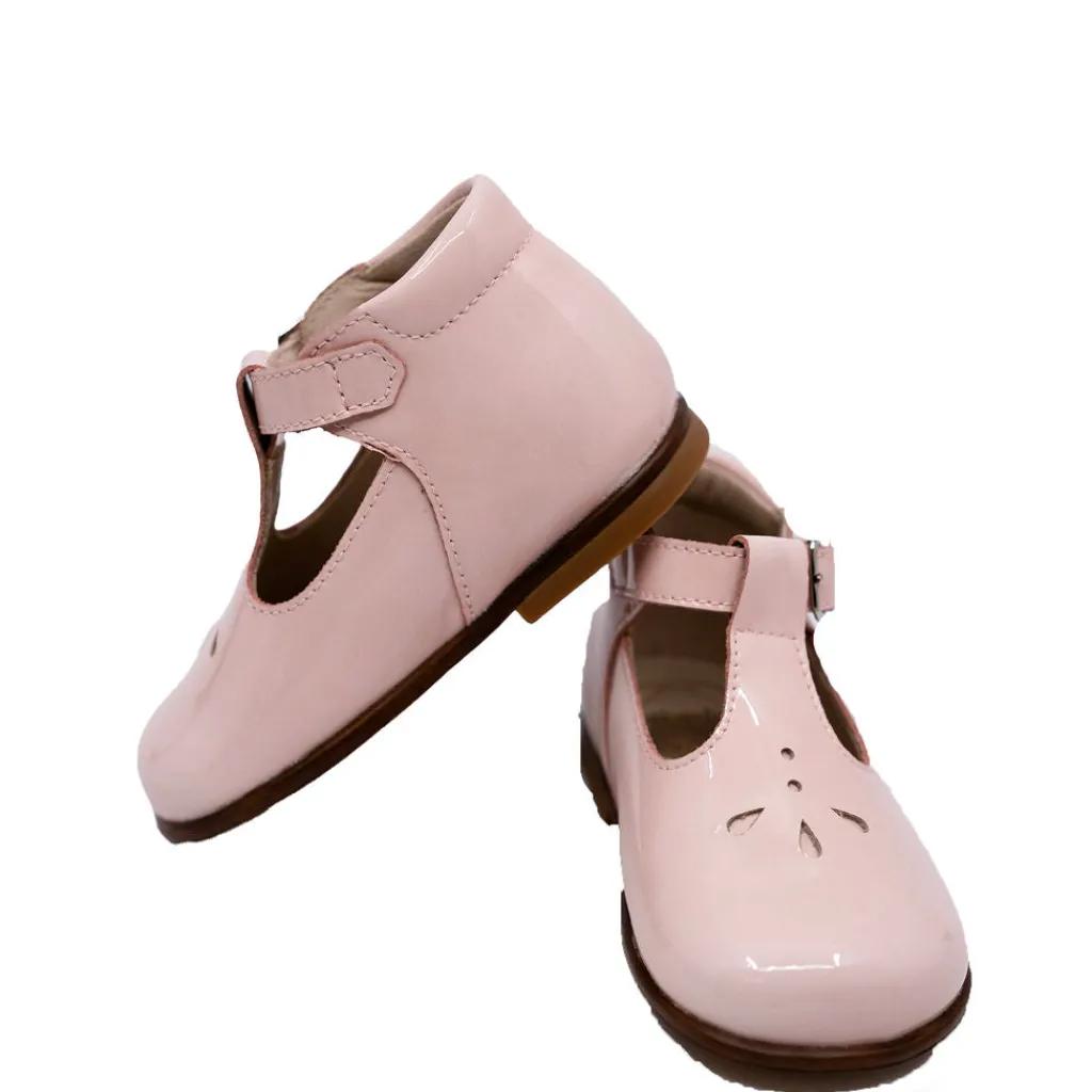 Beberlis Soft Pink Perforated Patent Baby Shoe Sale