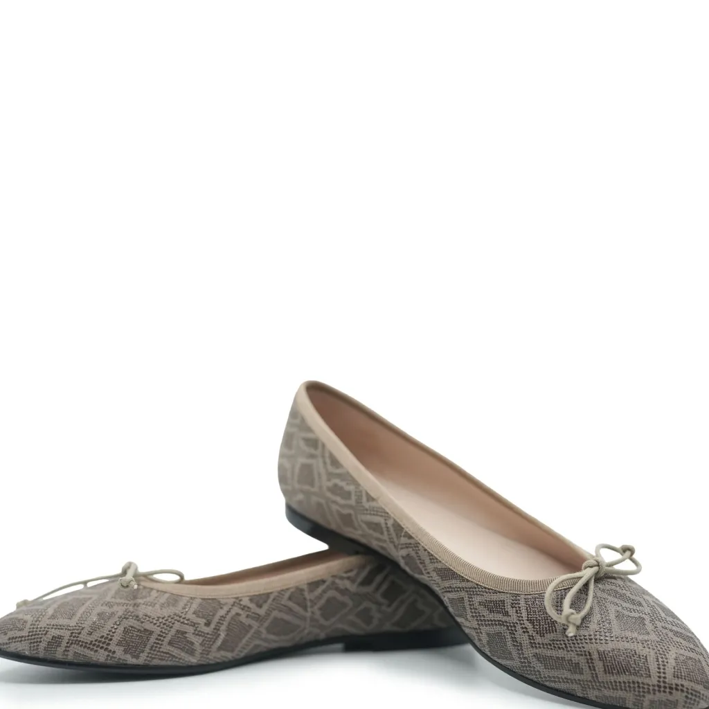 Beberlis Taupe Snake Textured Ballet Flat Online