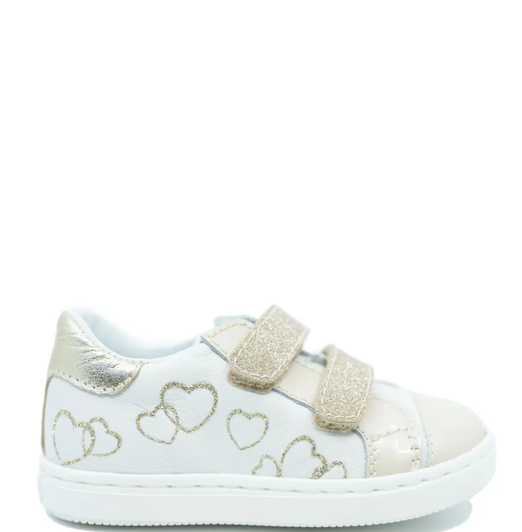 Beberlis White and Gold Heart Baby Sneaker Outlet