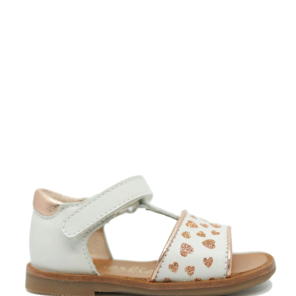 Beberlis White and Gold Heart Baby Sandal New
