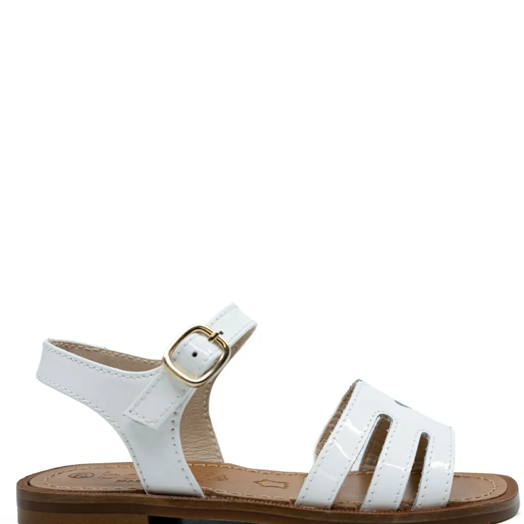 Beberlis White Patent Heart Sandal Clearance