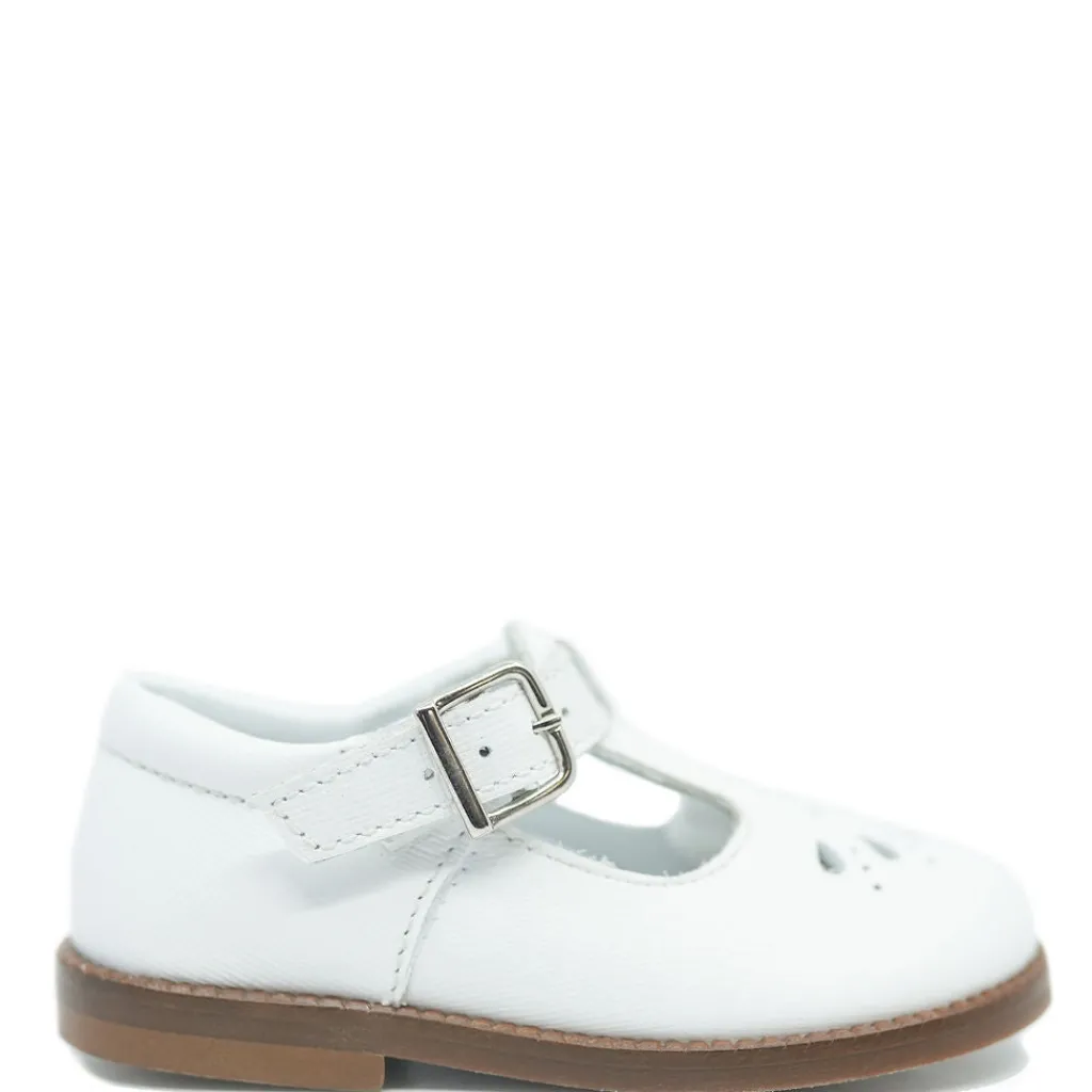 Beberlis White Perforated T Strap Baby Shoe Clearance