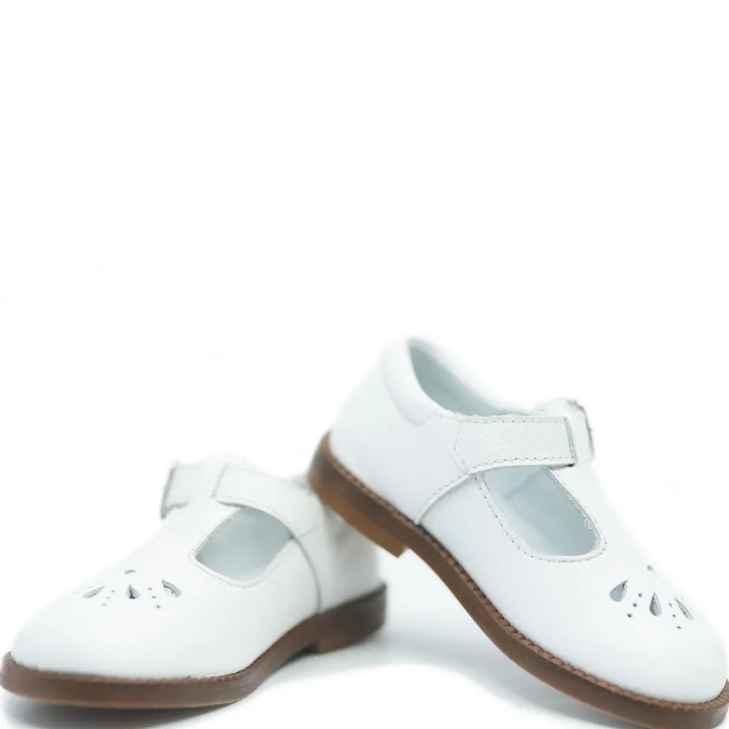 Beberlis White Perforated T Strap Baby Shoe Clearance