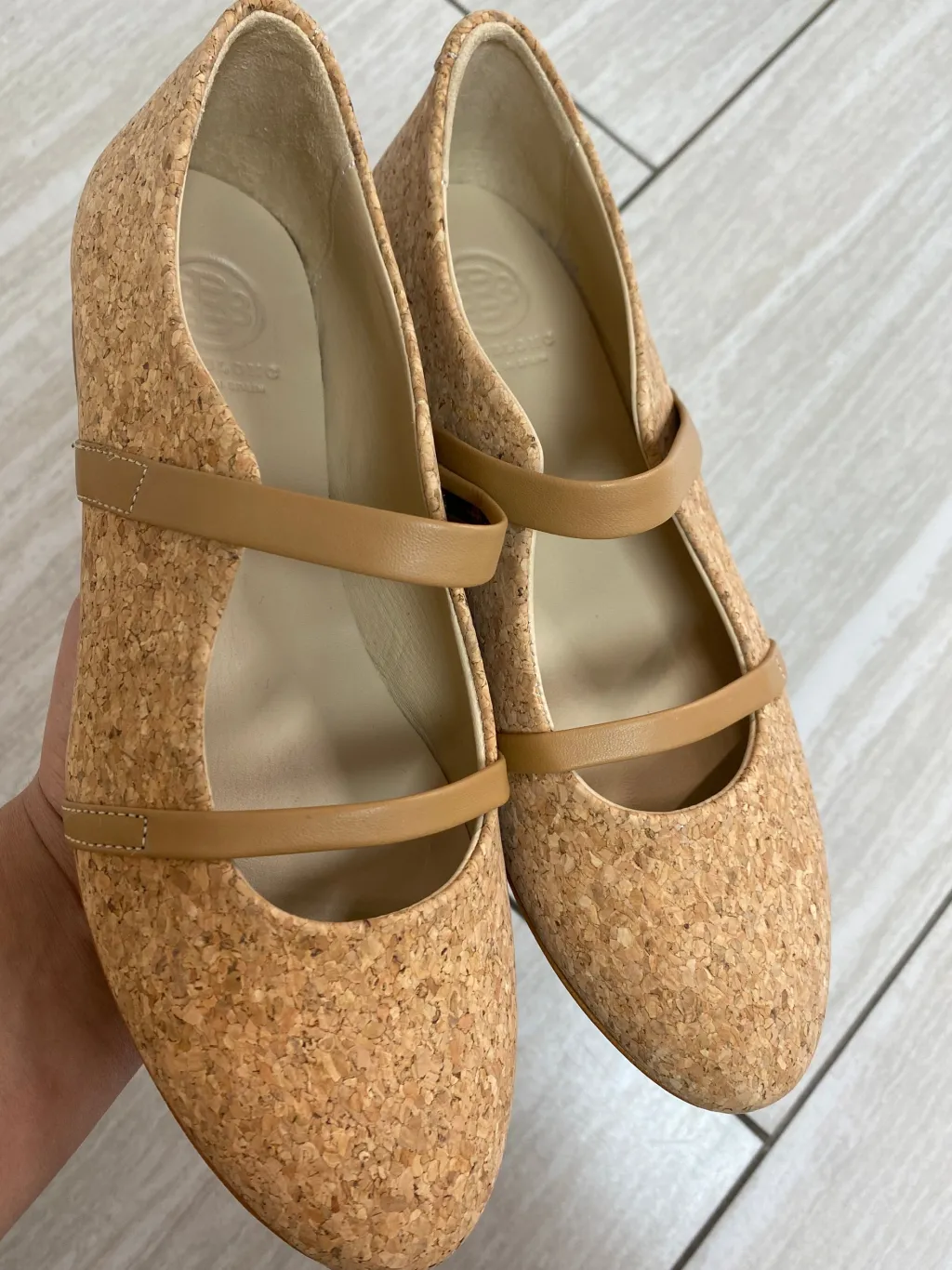 BluBlonc Beige Cork Double Strap Mary Jane Outlet