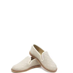 BluBlonc Beige Quilted Smoking Loafer Best