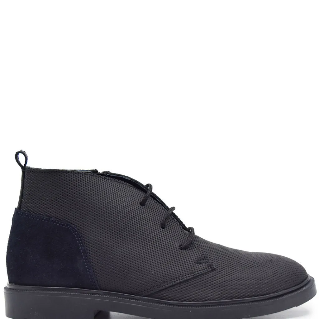 BluBlonc Black and Navy Rubber Dress Bootie Sale