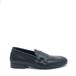 BluBlonc Black Double Monk Dress Shoe Fashion