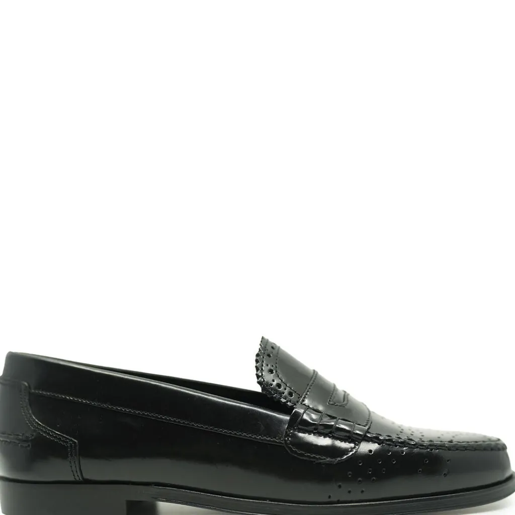 BluBlonc Black Florentic Perforated Loafer Sale