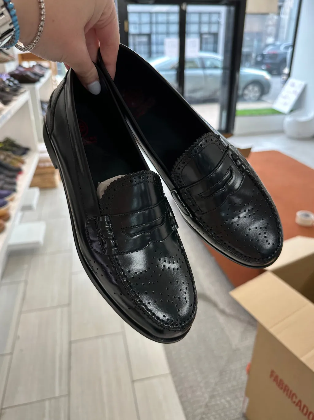 BluBlonc Black Florentic Perforated Loafer Sale