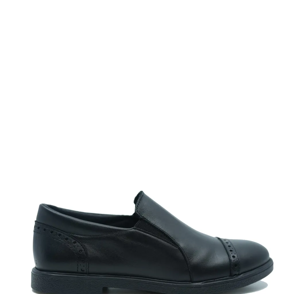 BluBlonc Black Leather Captoe Dress Shoe Discount