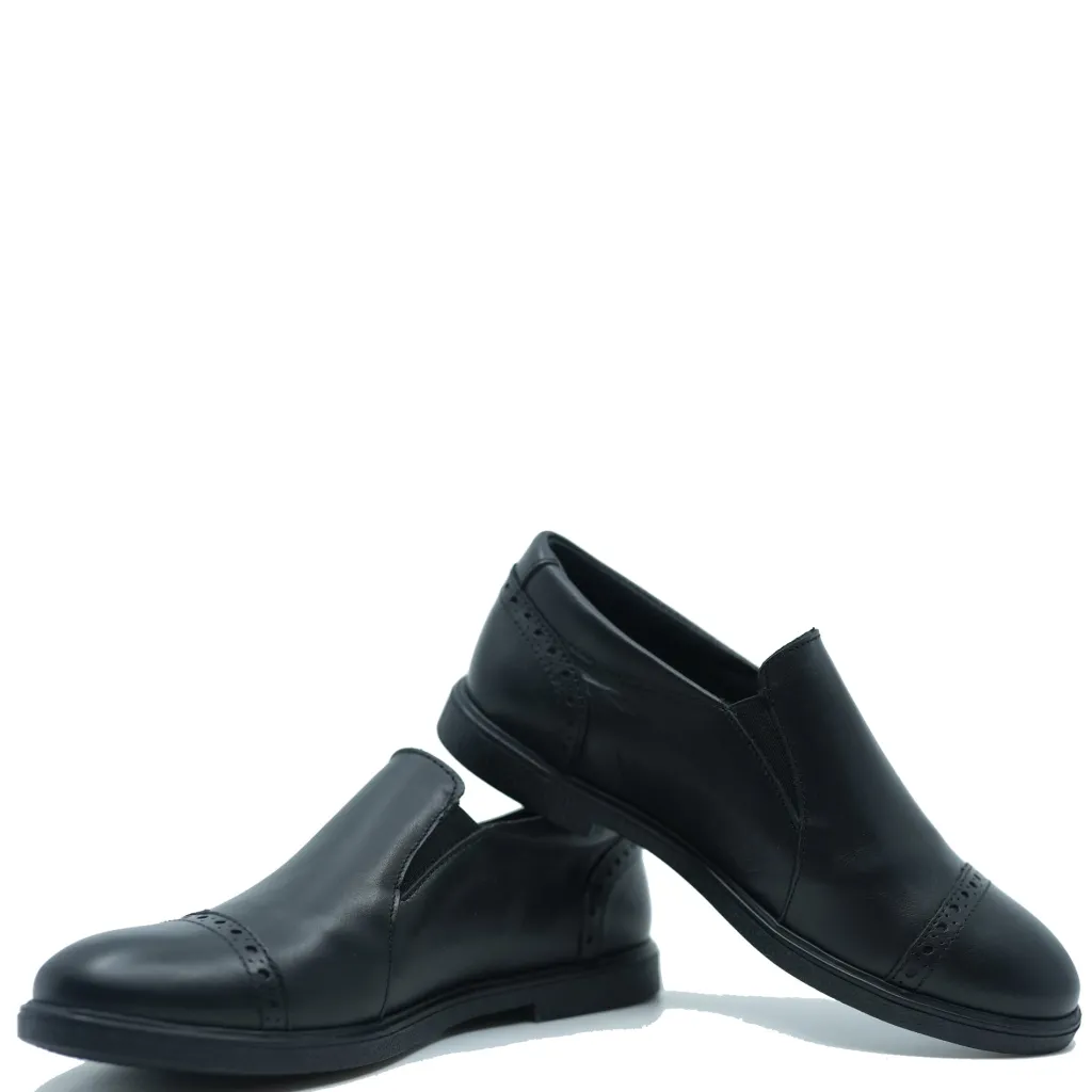BluBlonc Black Leather Captoe Dress Shoe Discount