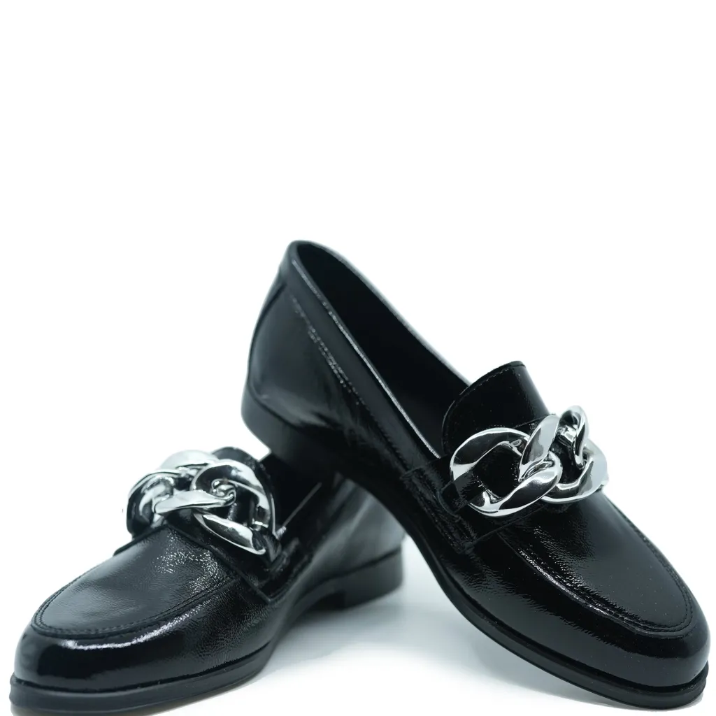 BluBlonc Black Patent Buckle Loafer New