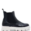 BluBlonc Black Pebbled Captoe Elastic Bootie New