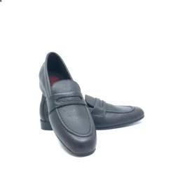 BluBlonc Black Pebbled Penny Dress Shoe Best