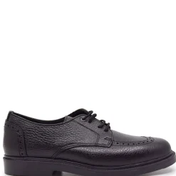 BluBlonc Black Pebbled Wingtip Lace Dress Shoe Hot