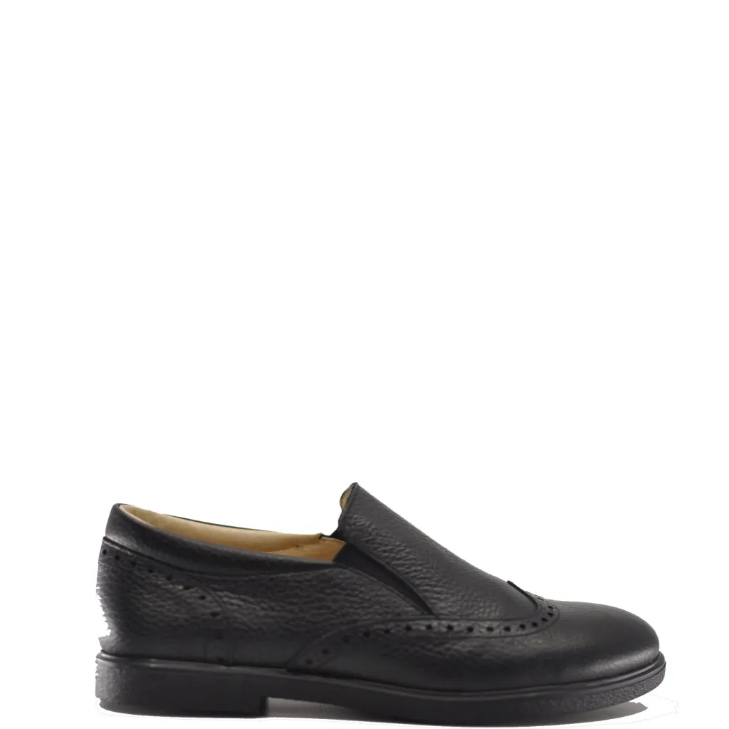 BluBlonc Black Pebbled Wingtip Dress Shoe Sale