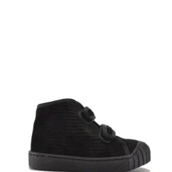BluBlonc Black Ribbed Velvet Velcro Baby Sneaker Best