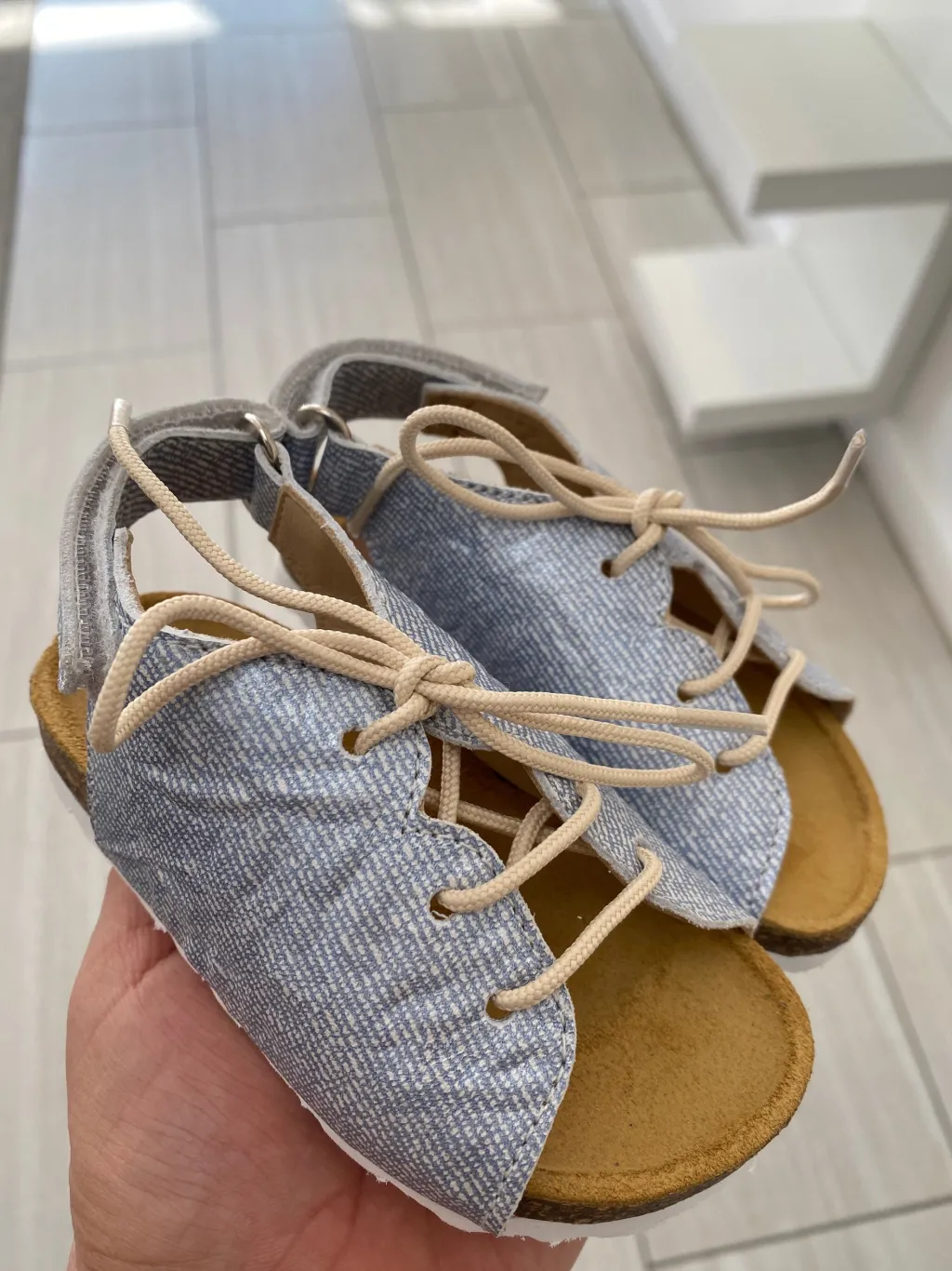 BluBlonc Blue Denim Lace Baby Sandal Outlet