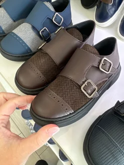BluBlonc Brown Herringbone Dress Sneaker Discount