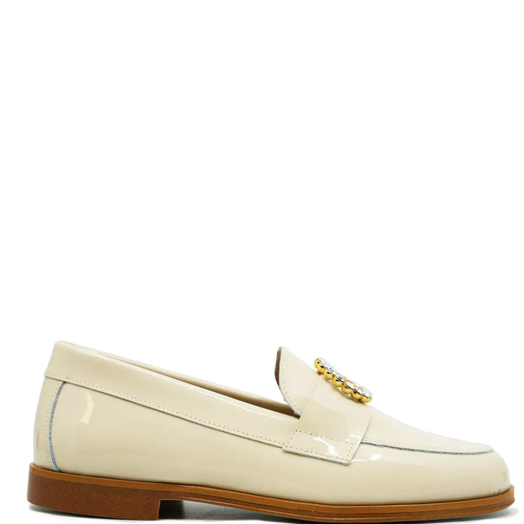 BluBlonc Cream Patent Rhinestone Loafer Outlet