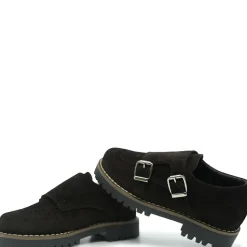 BluBlonc Dark Brown Suede Double Monk Wingtip Shoe New