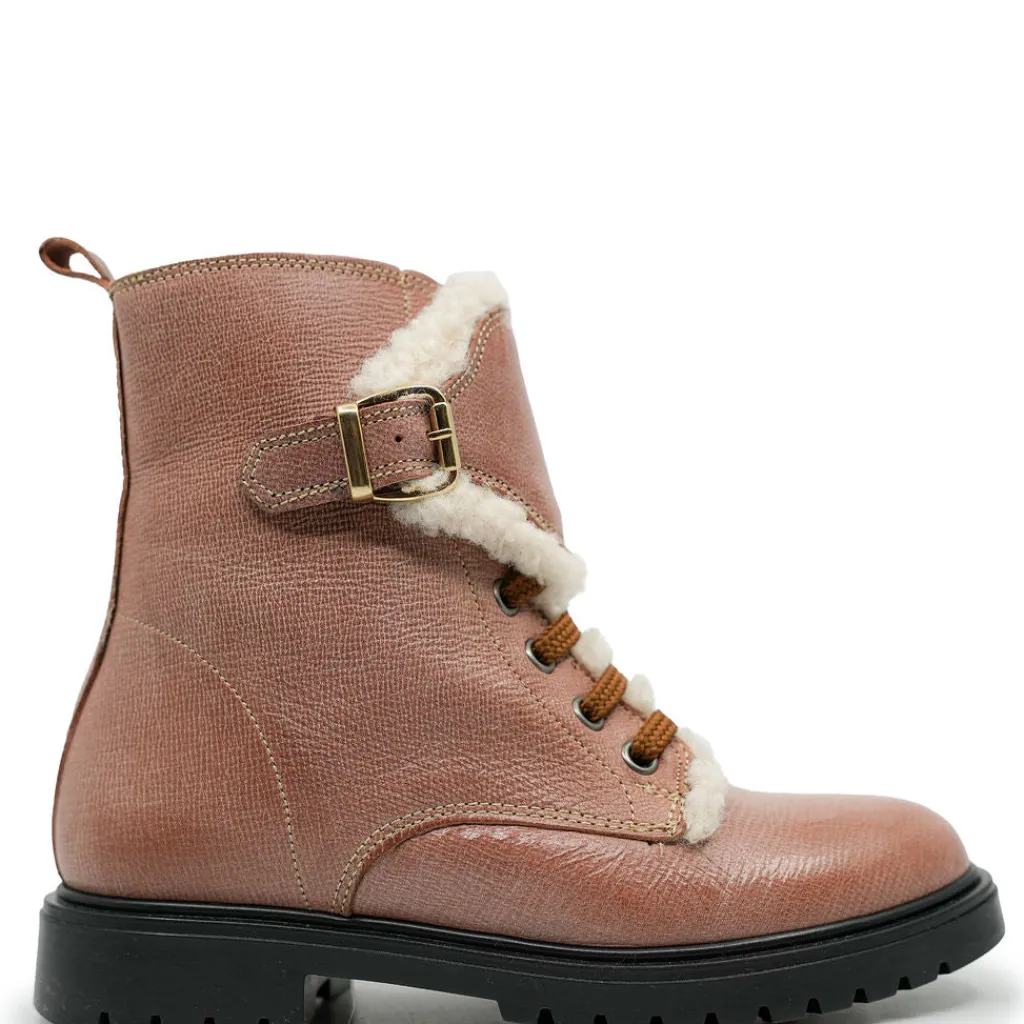 BluBlonc Dusty Pink Fur Strap Bootie Best