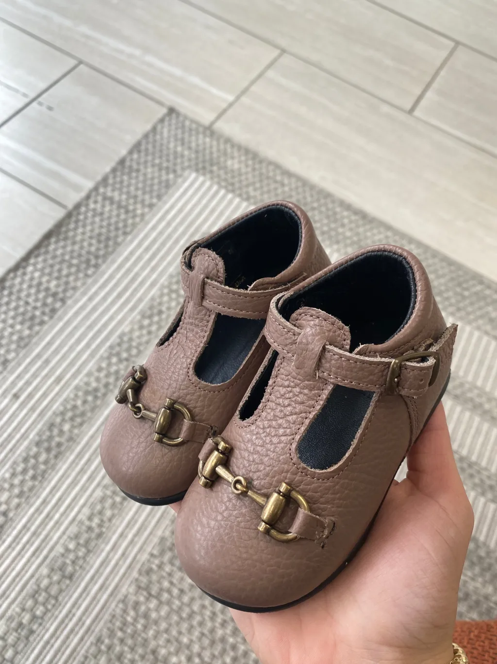 BluBlonc Dusty Pink T Strap Baby Shoe Clearance