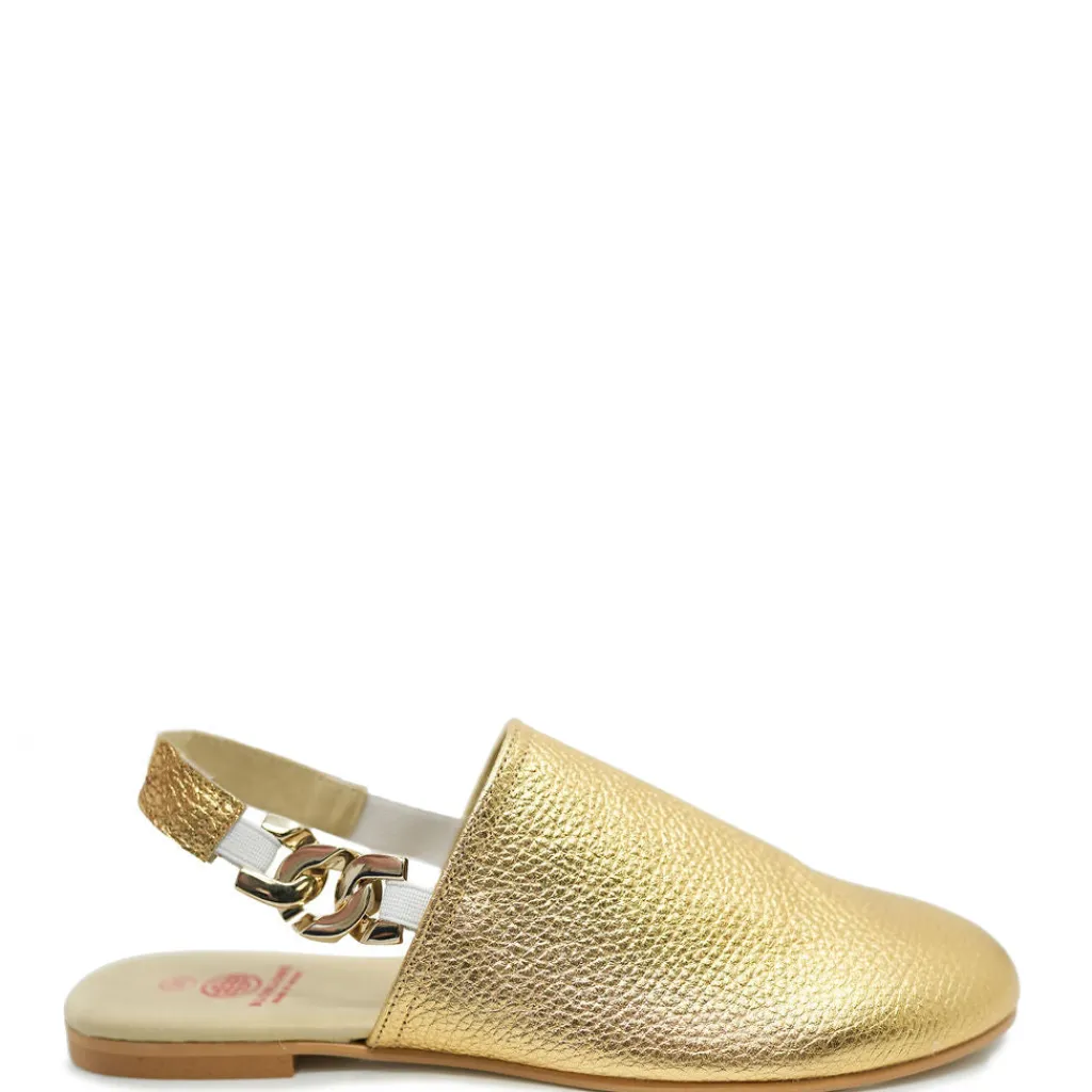 BluBlonc Gold Metallic Chain Mule Fashion