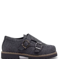 BluBlonc Gray Flannel Double Monk Wingtip Shoe Best