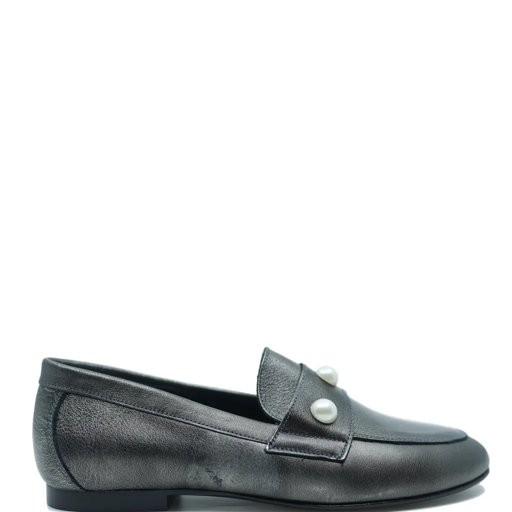 BluBlonc Gunmetal Pearl Loafer Clearance